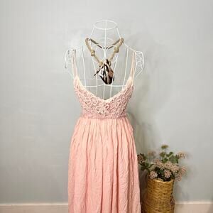 Stunning vintage Y2K style tiered pink prairie peasant milkmaid sun dress